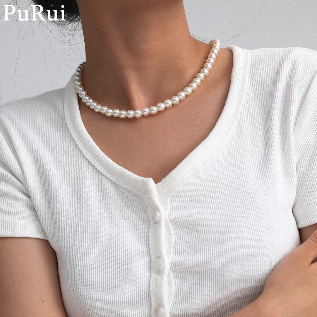 Pearl Choker Necklace Vintage - Minimalistische Imitatie Parel Choker Ketting Voor