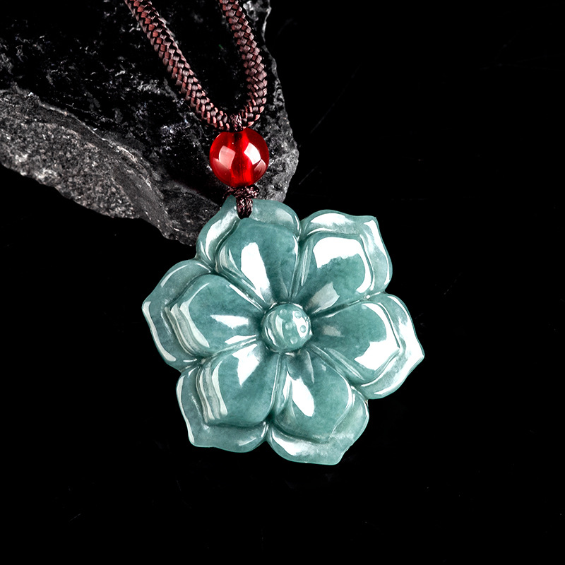 Necklaces - Birmese Jadeïet Bloemhanger Ketting Steen Modeaccessoires