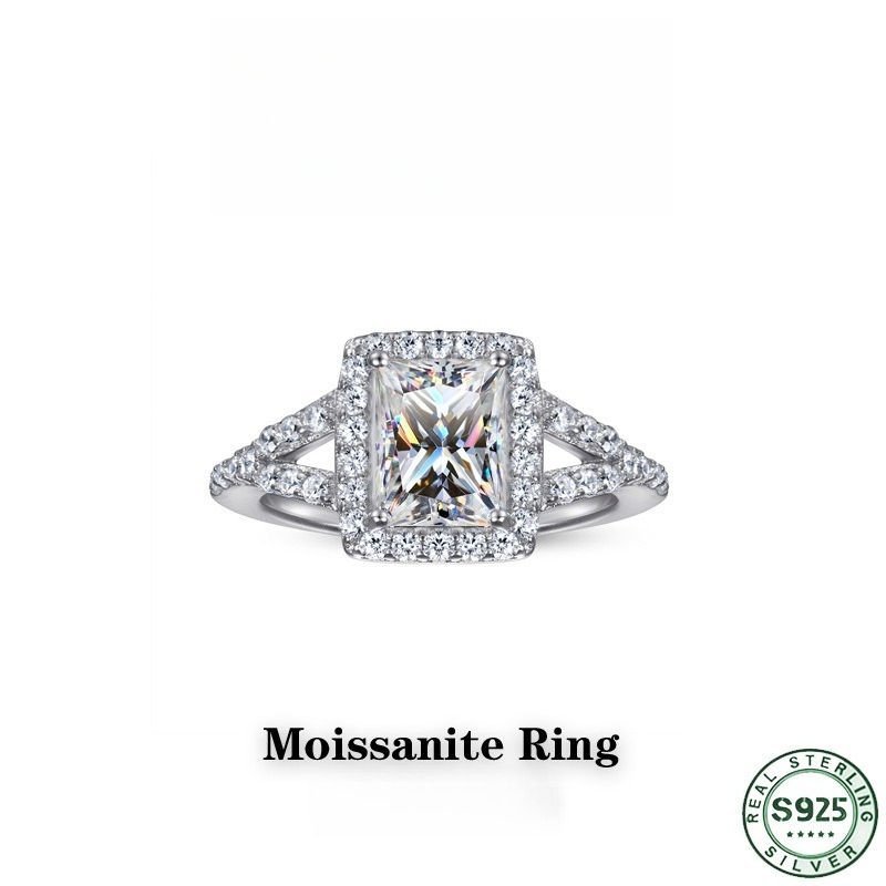 Moissanite Engagement Ring 1 Carat - Populaire, modieuze ring van 100% zilver