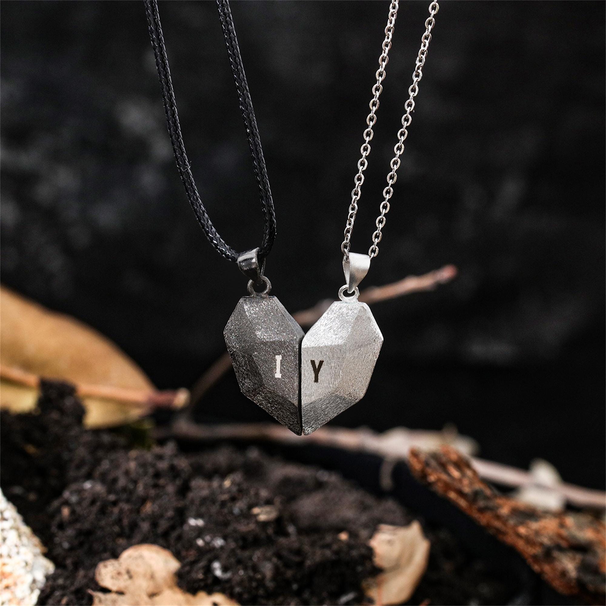 Magnetic Couple Matching Necklaces - Gepersonaliseerde magnetische hartkettingset voor koppels, bijpassende