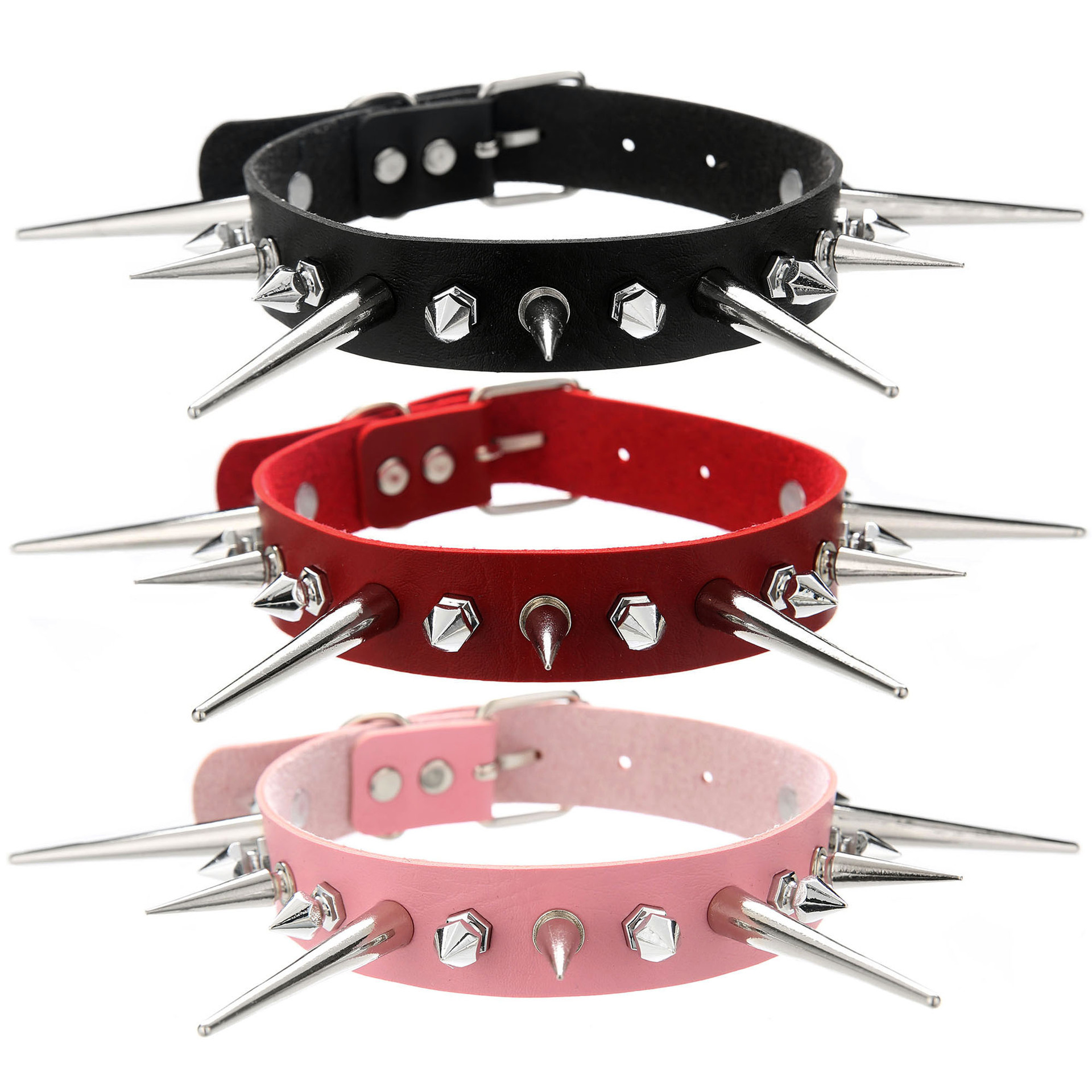 Goth Punk Spike Choker - Kmvexo Punk Lange Spike Choker Faux