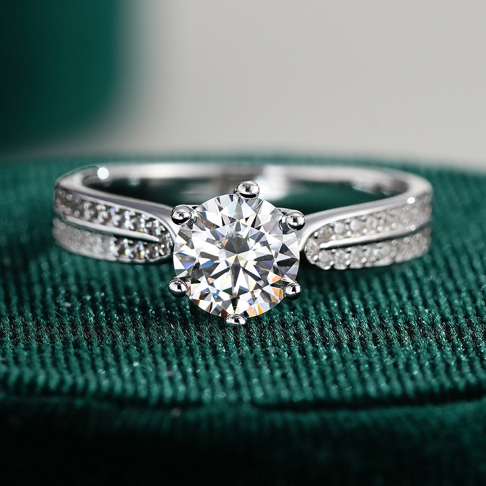 Moissanite Engagement Ring 1 Carat - 0.5/1/2/3 Karaat Klassieke Zes Klauwen Moissanite