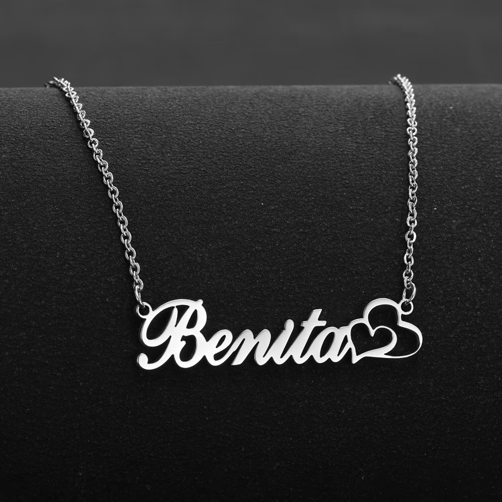 Custom Name Necklace Stainless Steel - Gepersonaliseerde dubbele hart aangepaste naam ketting