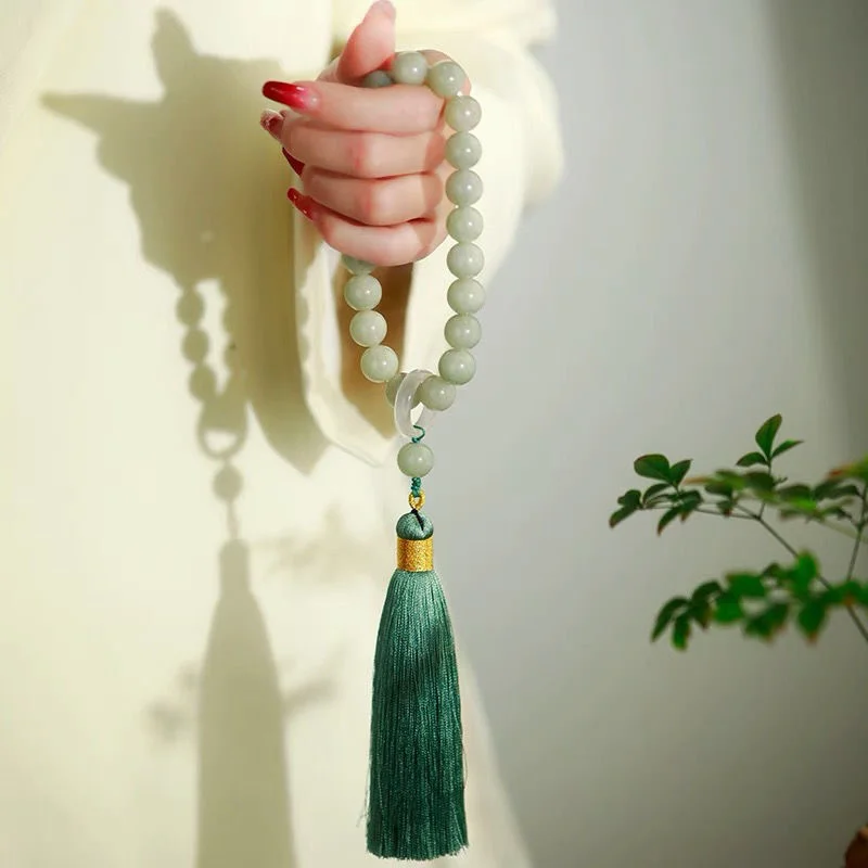 Bracelets - Groene Jade Steen 12mm Kralen Kwastje