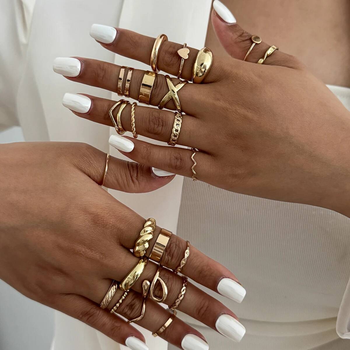 Vintage Punk Knuckle Rings Set - SHIXIN 24 stks/set Trendy Onregelmatige Geometrie