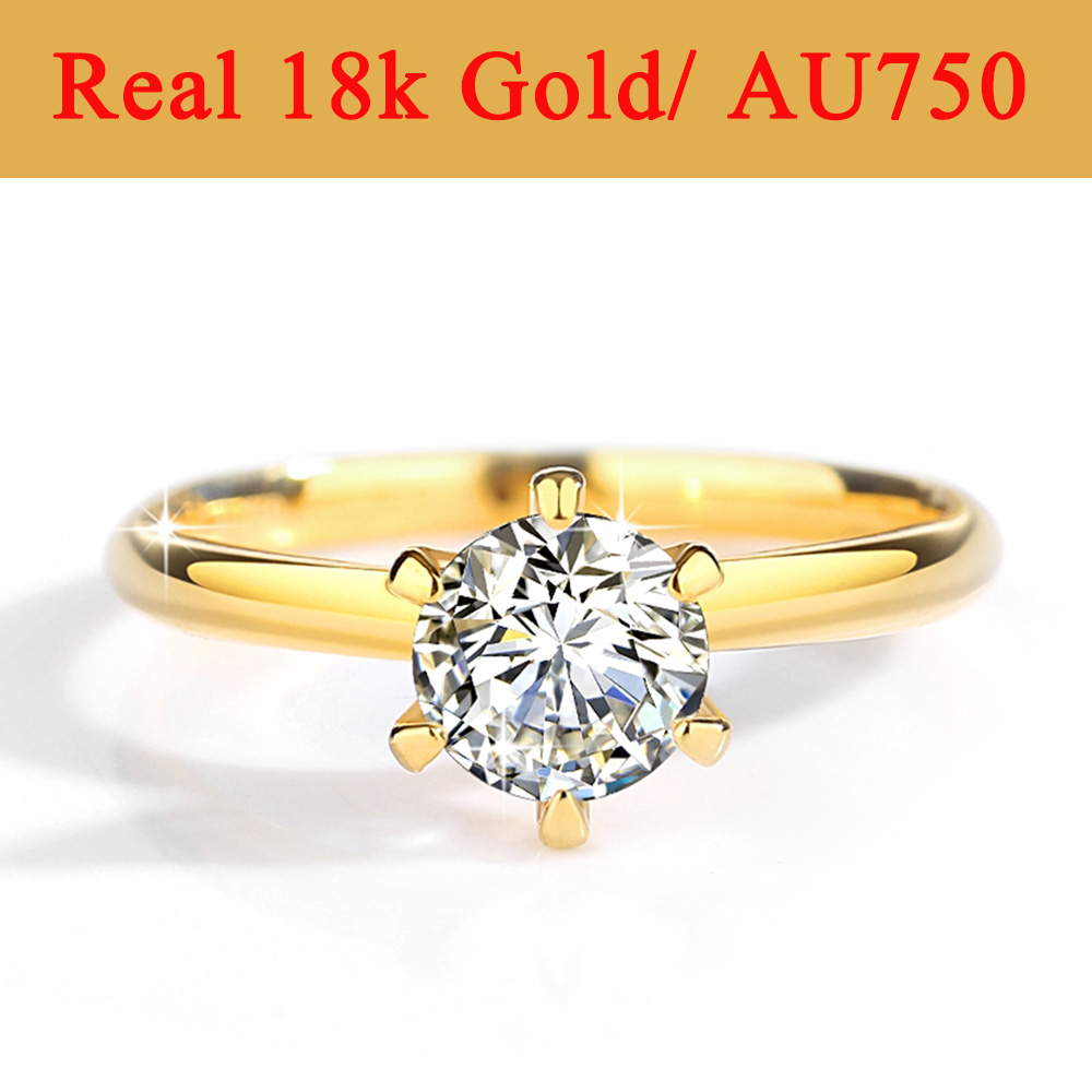 Moissanite Engagement Ring 1 Carat - Echt Goud 18 K Moissanite Ringen
