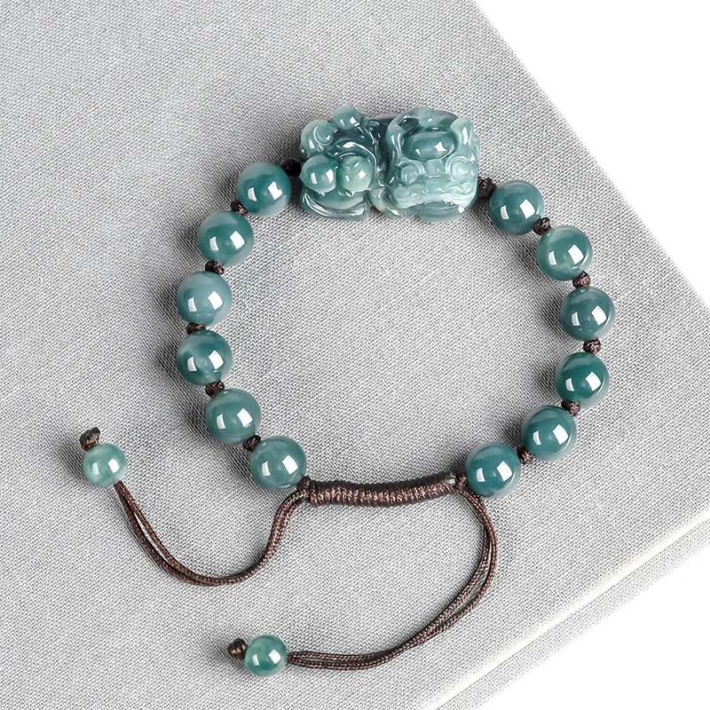 Bracelets - Birmese Jadeite Pixiu Armbanden Armband Blauw
