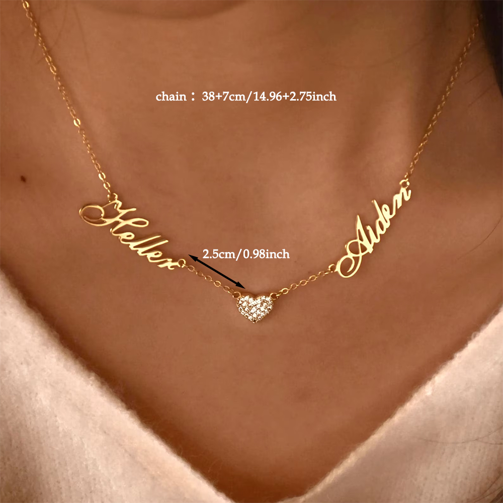 Aangepaste twee naam ketting v - Custom Name Necklace Stainless Steel recensie en prijs