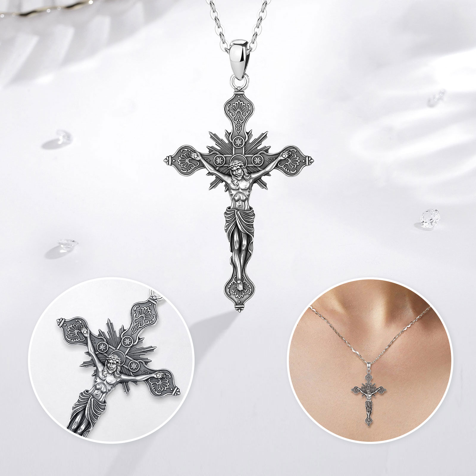 Eudora nieuwe kruisbeeld kruis - 925 Sterling Silver Chain Necklace Men recensie en prijs