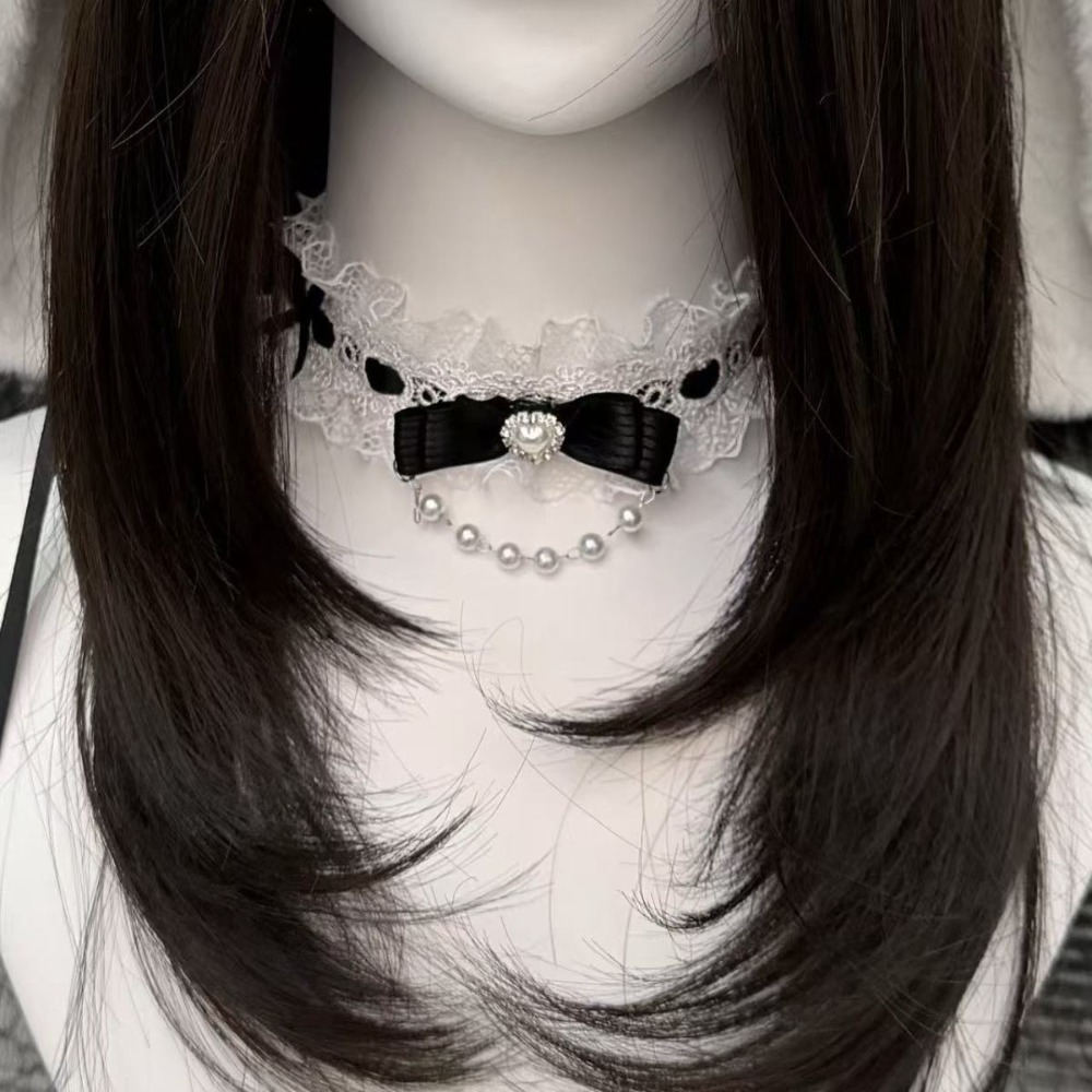 Kanten strik ruche mode choker - Pearl Choker Necklace Vintage recensie en prijs