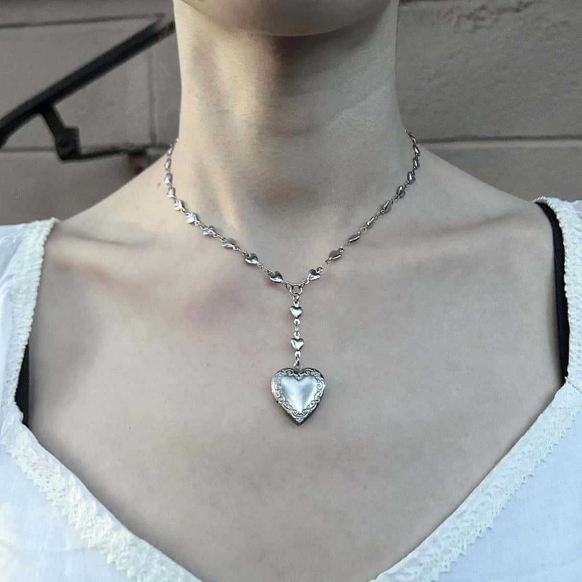 Rozenkrans Lariat ketting met  - Heart Locket Necklace Photo recensie en prijs