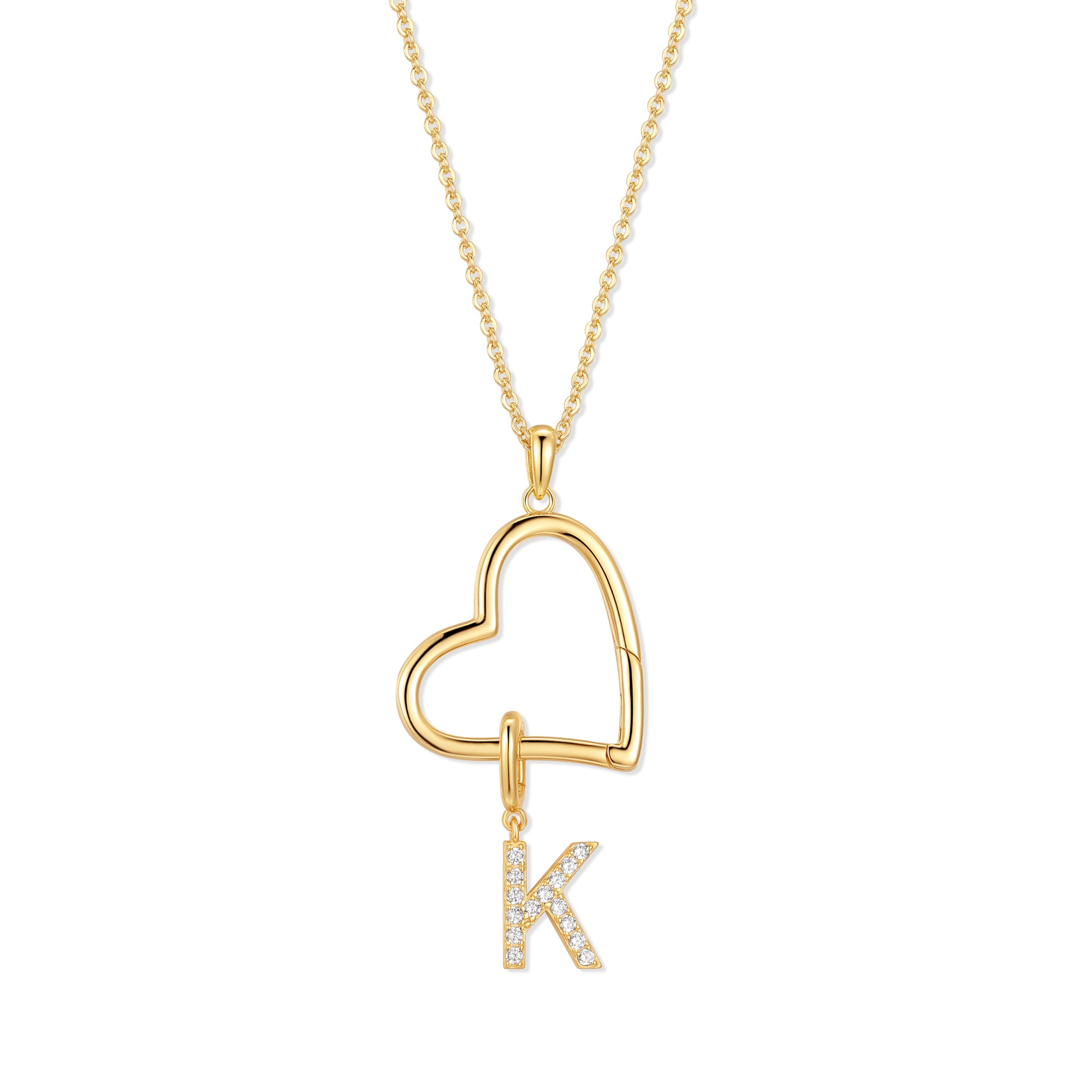 Op maat gemaakte open hart ket - Initial Letter Necklace 18K Gold recensie en prijs