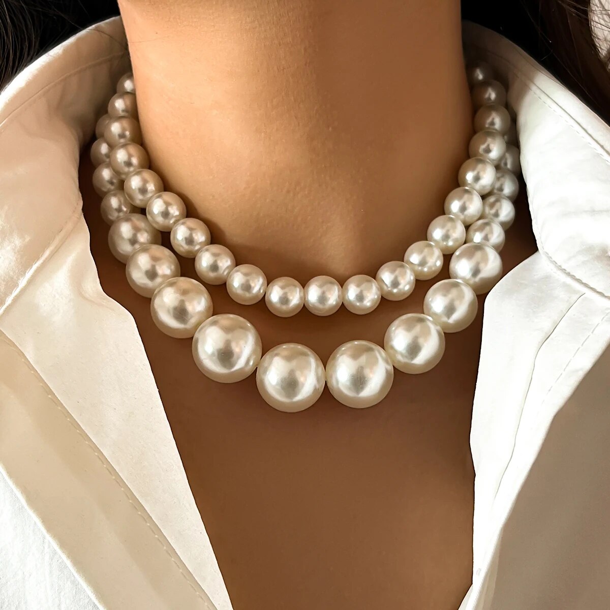 2 stks/set Overdreven Grote Im - Pearl Choker Necklace Vintage recensie en prijs